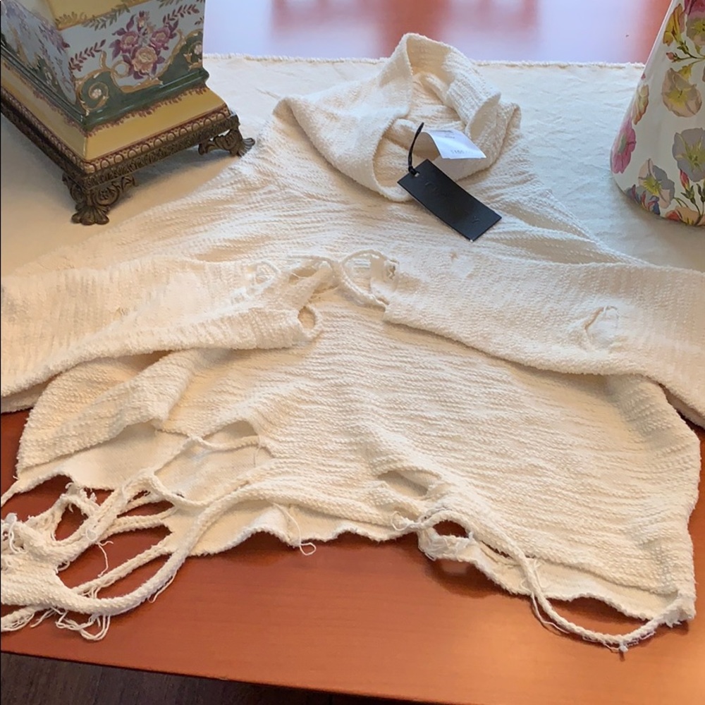 Cowl Neck Distressed Sweater